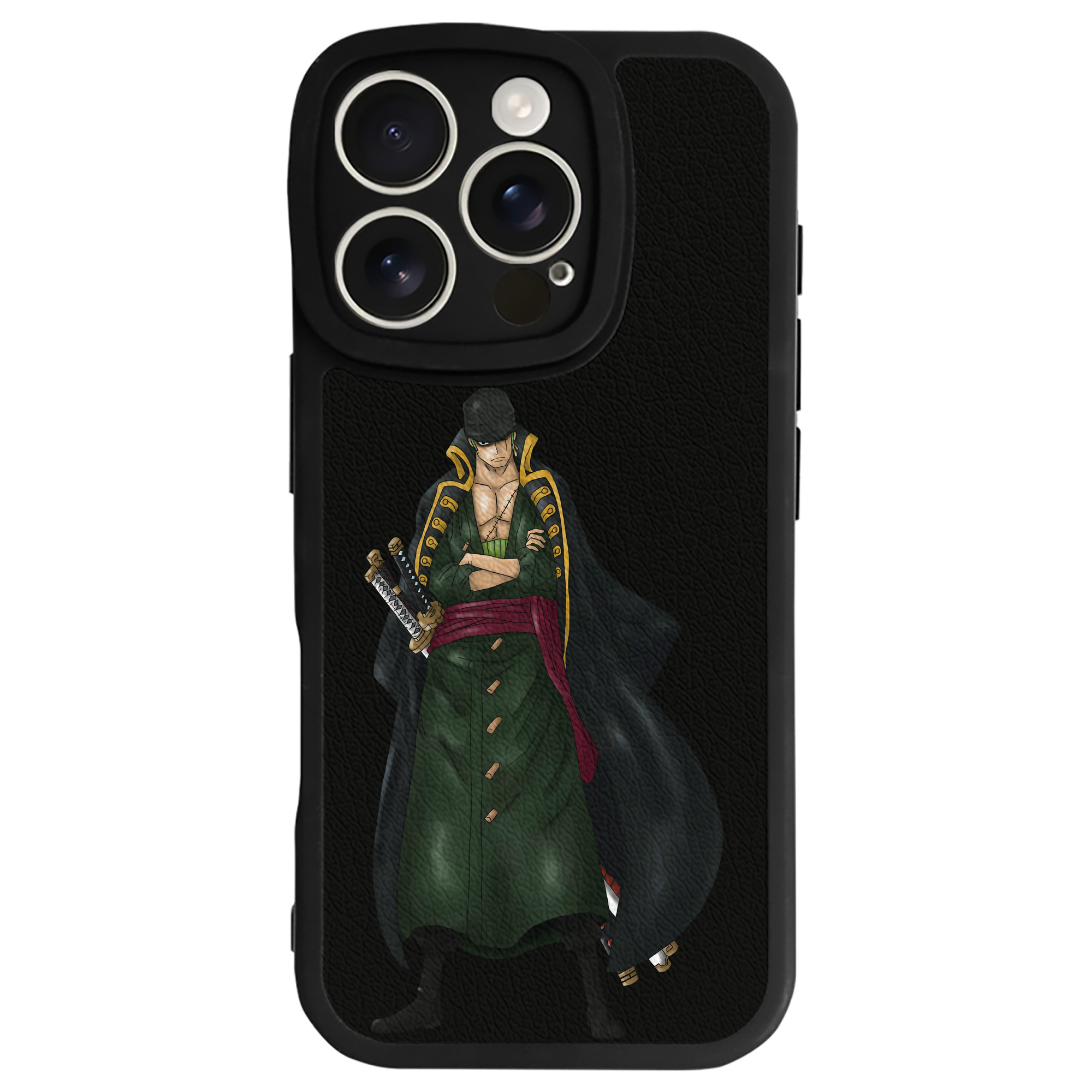 （画像用） ワンピース ロロノア・ゾロ ONE PIECE Roronoa Zoro 【iPhone 16シリーズ対応】シリコンスマホケース（レザー調） 材質：シリコン
